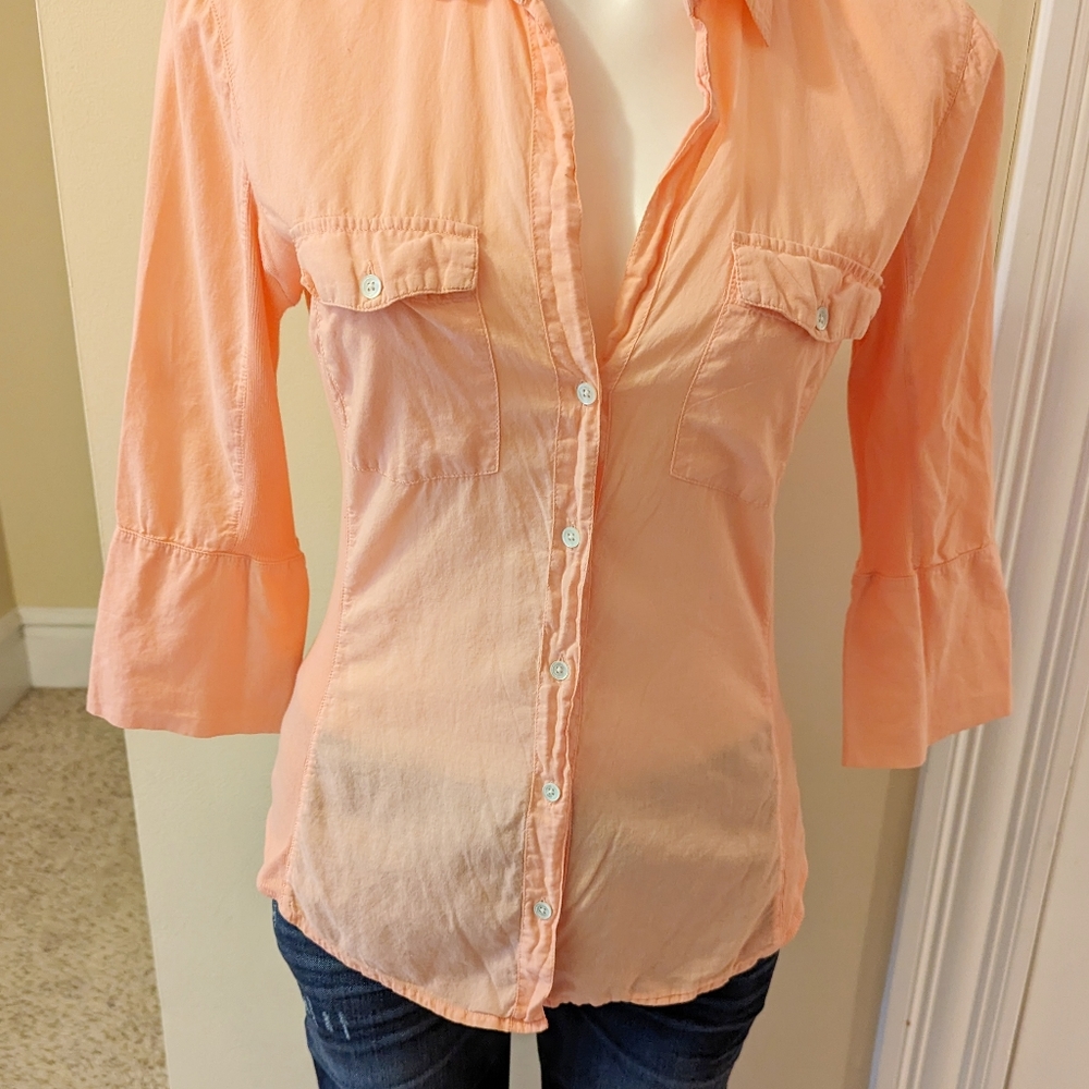Standard James Perse Peach Color Button Down Top … - image 5